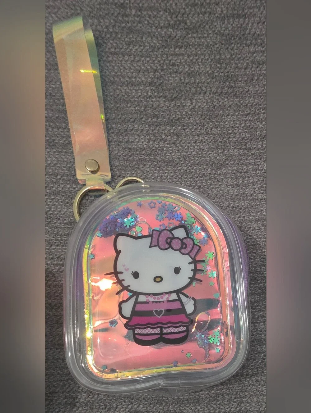 New Kitty Pink Or Purple Glitter Mini Bag Keychain Charm
